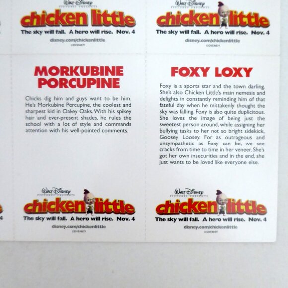 NEW 2005 DISNEY CHICKEN LITTLE PROMOTIONAL PREMIERE TRADING CARD SHEET - Picture 12 of 14